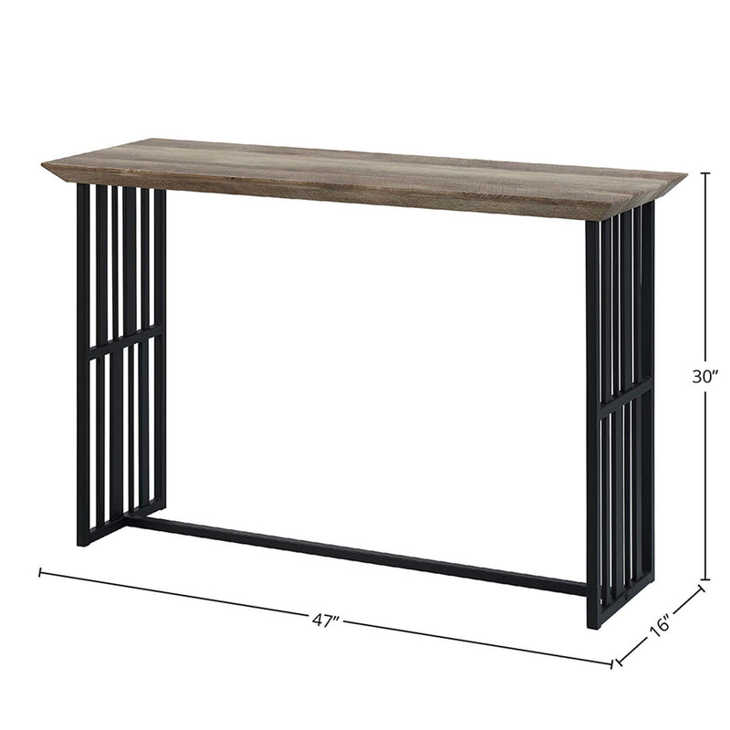 Zudora 47" Sofa Table, Antique Oak & Black Finish Acme