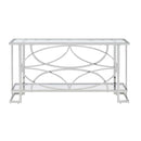 Kalan 56" Sofa Table, Glass & Silver Finish Acme