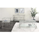 Kalan 56" Sofa Table, Glass & Silver Finish Acme