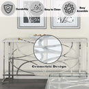 Kalan 56" Sofa Table, Glass & Silver Finish Acme