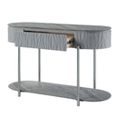 Yukino 47" Sofa Table, Gray High Gloss & Chrome Finish Acme
