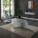 Yukino 47" Sofa Table, Gray High Gloss & Chrome Finish Acme