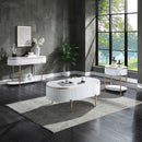 Daveigh 47" Sofa Table, White  High Gloss & Gold Finish Acme