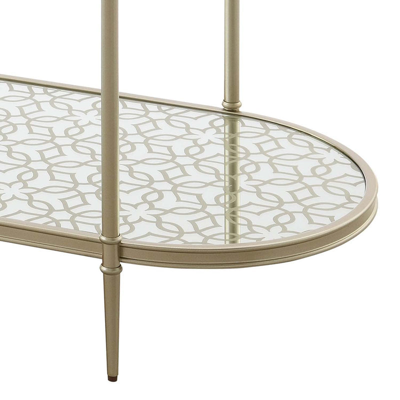 Zaba 48" Sofa Table, Glass Top & Champagne Finish Acme