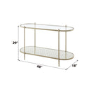 Zaba 48" Sofa Table, Glass Top & Champagne Finish Acme