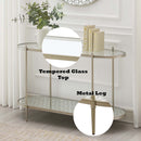 Zaba 48" Sofa Table, Glass Top & Champagne Finish Acme