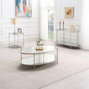 Zaba 48" Sofa Table, Glass Top & Champagne Finish Acme