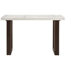 Edwyn 48" Sofa Table, White Natural Marble Top & Brown Finish Acme