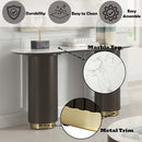 Clayten 55" Sofa Table, White Natural Marble Top & Espreeso Finish Acme