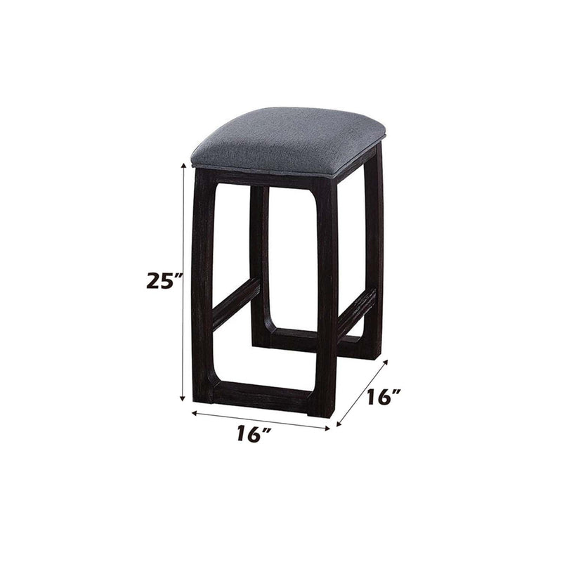 Razo Counter Height Stool, Fabric & Weathered Espresso Finish Acme