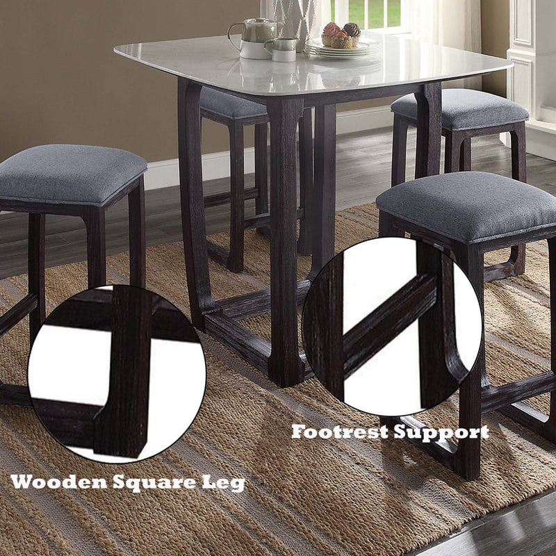 Razo Counter Height Stool, Fabric & Weathered Espresso Finish Acme