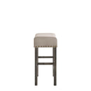 Martha II Counter Height Stool 2Pc, Tan Linen & Weathered Gray Finish Acme