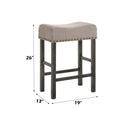 Martha II Counter Height Stool 2Pc, Tan Linen & Weathered Gray Finish Acme