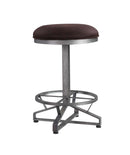 Evangeline Counter Height Stool 2Pc, Rustic Brown Fabric & Black Finish Acme