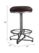 Evangeline Counter Height Stool 2Pc, Rustic Brown Fabric & Black Finish Acme