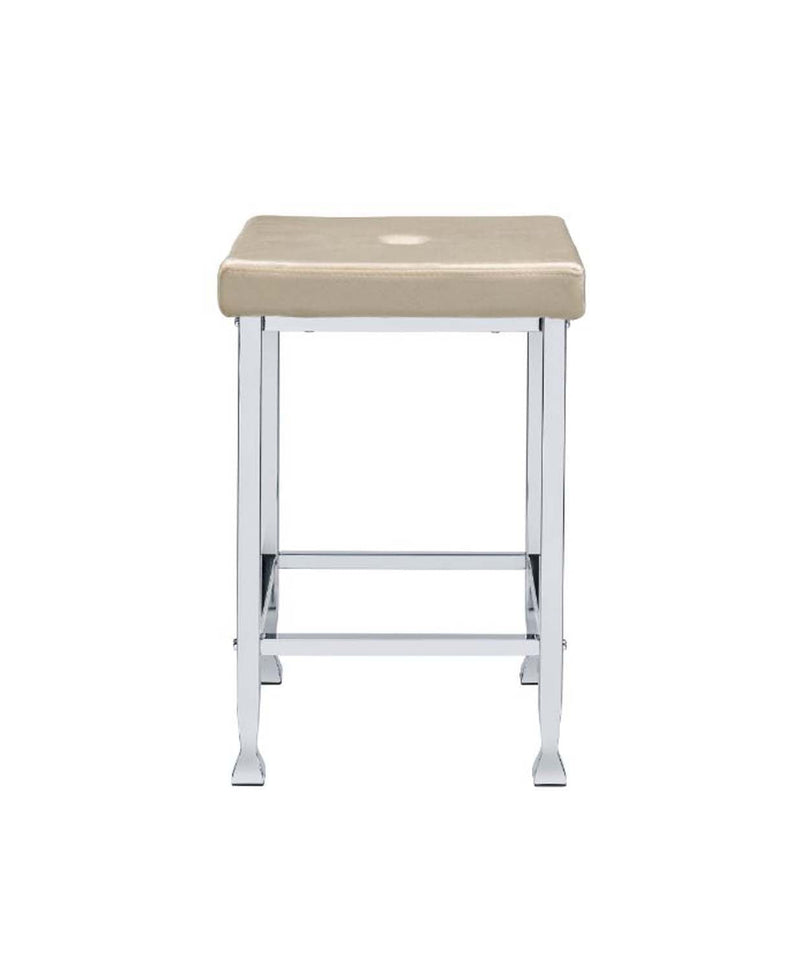Raine Counter Height Stool 2Pc, Beige Velvet & Chrome Finish Acme