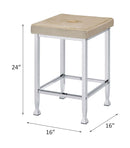 Raine Counter Height Stool 2Pc, Beige Velvet & Chrome Finish Acme