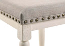 Tasnim Counter Height Stool 2Pc, Tan Fabric & Antique White Finish Acme