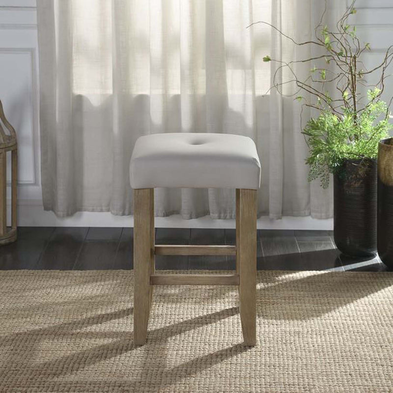 Charnell Counter Height Stool 2Pc, Gray Faux Leather & Oak Finish Acme