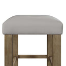 Charnell Counter Height Stool 2Pc, Gray Faux Leather & Oak Finish Acme