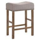Martha II Counter Height Stool 2Pc, Tan Linen & Weathered Oak Finish Acme