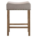 Martha II Counter Height Stool 2Pc, Tan Linen & Weathered Oak Finish Acme