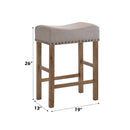 Martha II Counter Height Stool 2Pc, Tan Linen & Weathered Oak Finish Acme