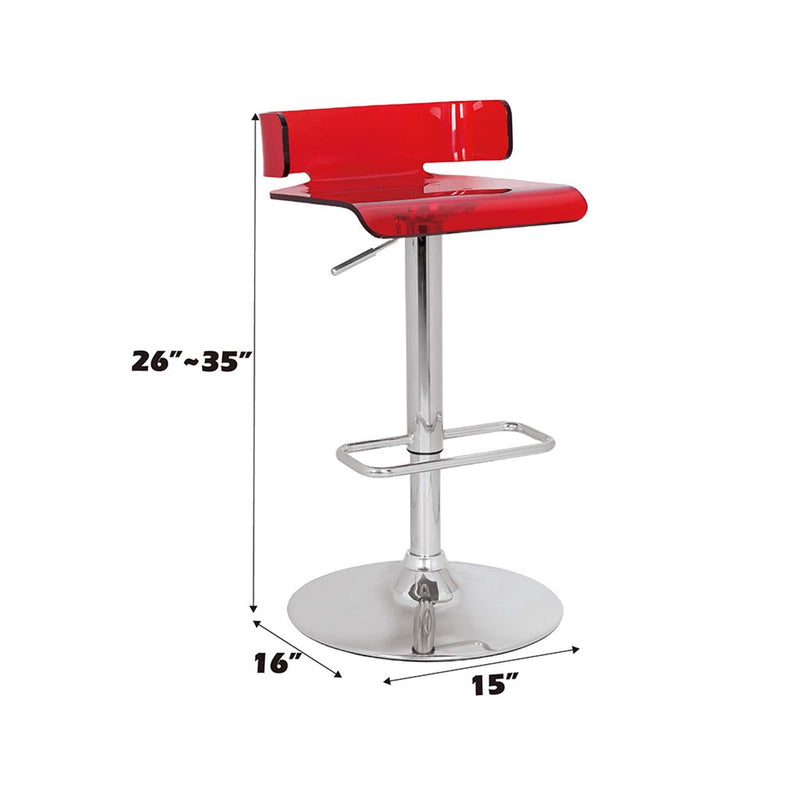 Rania Adjustable Stool w/Swivel, Red & Chrome Finish Acme