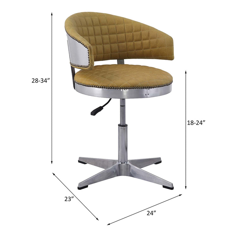 Brancaster Adjustable Stool w/Swivel, Turmeric Top Grain Leather Acme