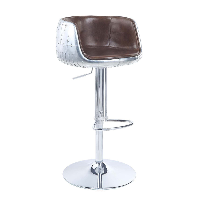 Brancaster Adjustable Stool w/Swivel, Vintage Brown Top Grain Leather Acme