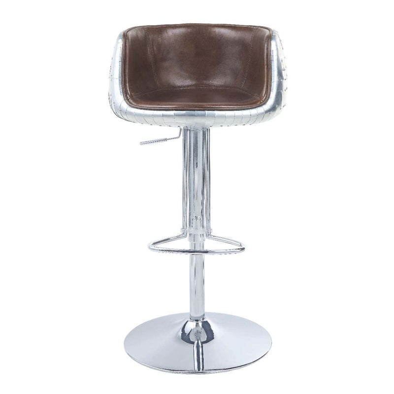 Brancaster Adjustable Stool w/Swivel, Vintage Brown Top Grain Leather Acme