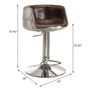 Brancaster Adjustable Stool w/Swivel, Vintage Brown Top Grain Leather Acme
