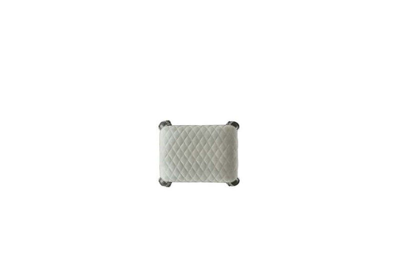 House Delphine Stool, Ivory Fabric & Charcoal Finish Acme