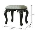 House Delphine Stool, Ivory Fabric & Charcoal Finish Acme