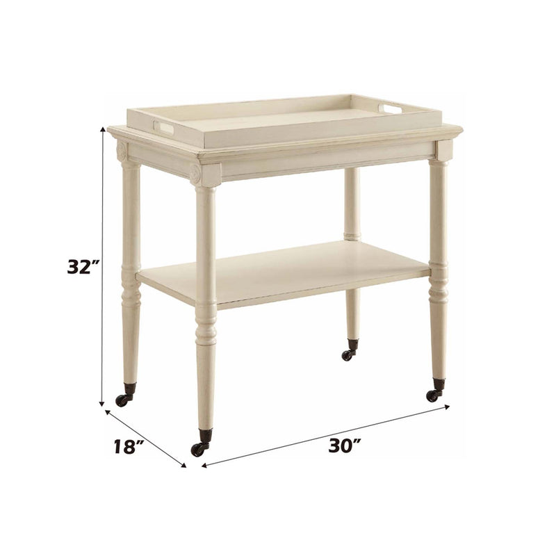 Frisco Serving Cart, Antique White Finish Acme
