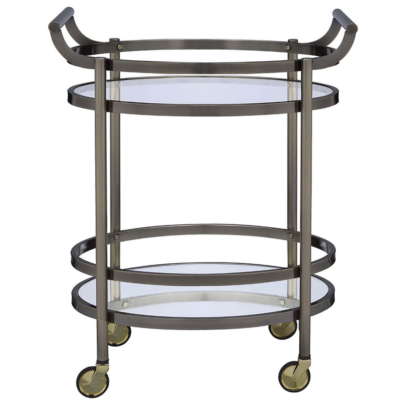 Lakelyn Serving Cart, Clear Glass & Brushed Bronze Finish Acme