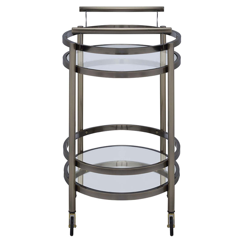 Lakelyn Serving Cart, Clear Glass & Brushed Bronze Finish Acme