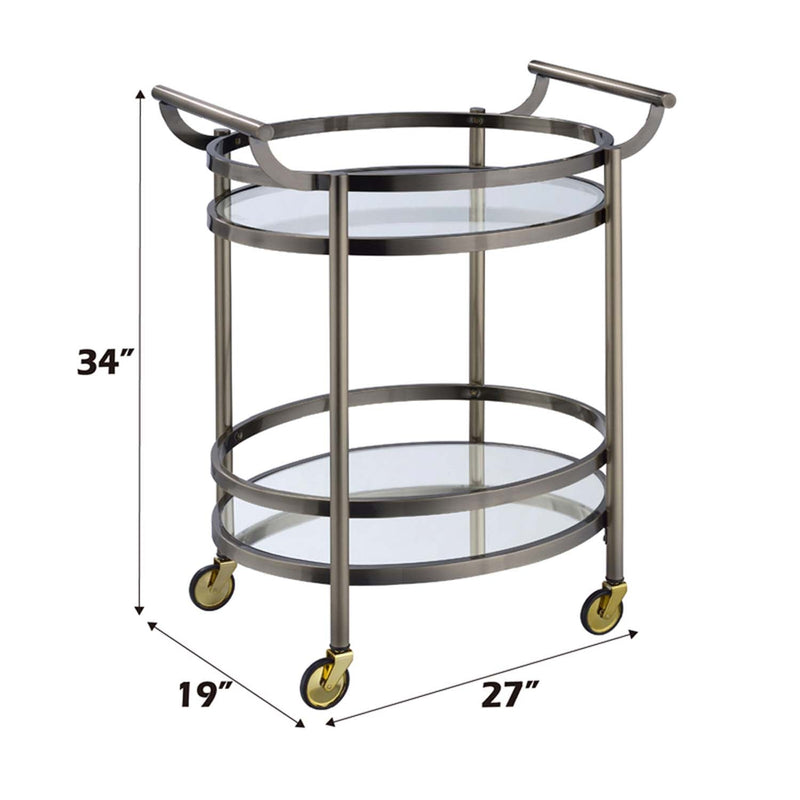 Lakelyn Serving Cart, Clear Glass & Brushed Bronze Finish Acme