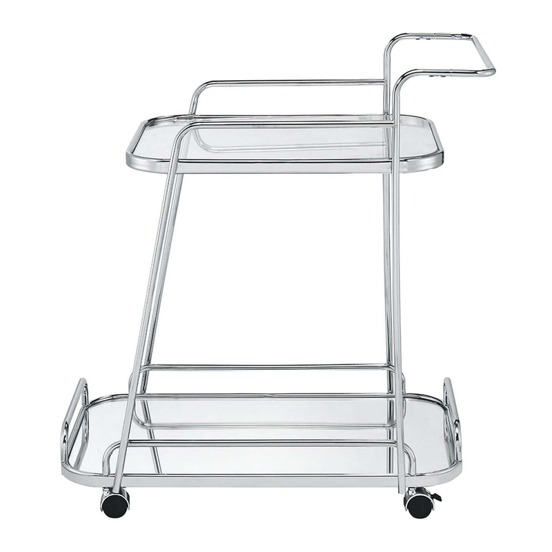 Aegis Serving Cart, Clear Glass & Chrome Finish Acme