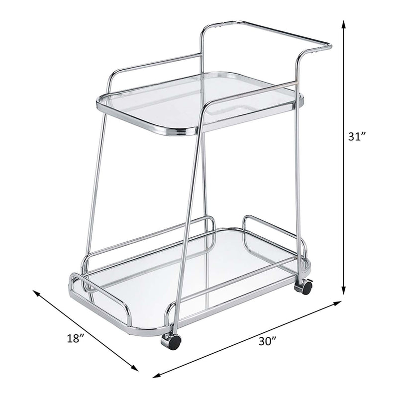 Aegis Serving Cart, Clear Glass & Chrome Finish Acme