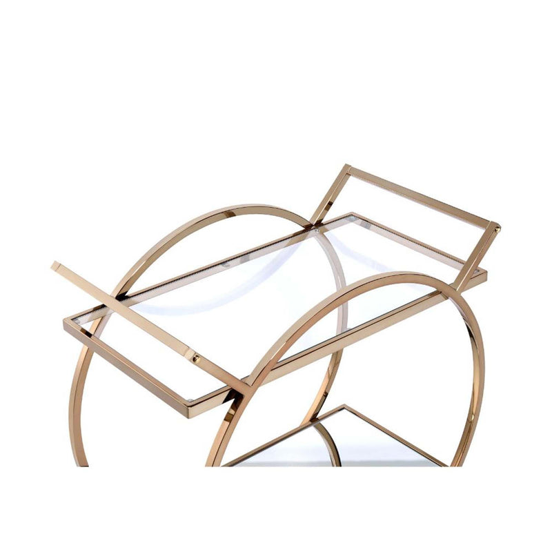 Traverse Serving Cart, Mirrored & Champagne Finish Acme