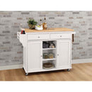 Tullarick Kitchen Cart, Natural Wooden Top & White Finish Acme