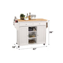 Tullarick Kitchen Cart, Natural Wooden Top & White Finish Acme