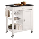 Ottawa Kitchen Cart, Black Wooden Top & White Finish Acme