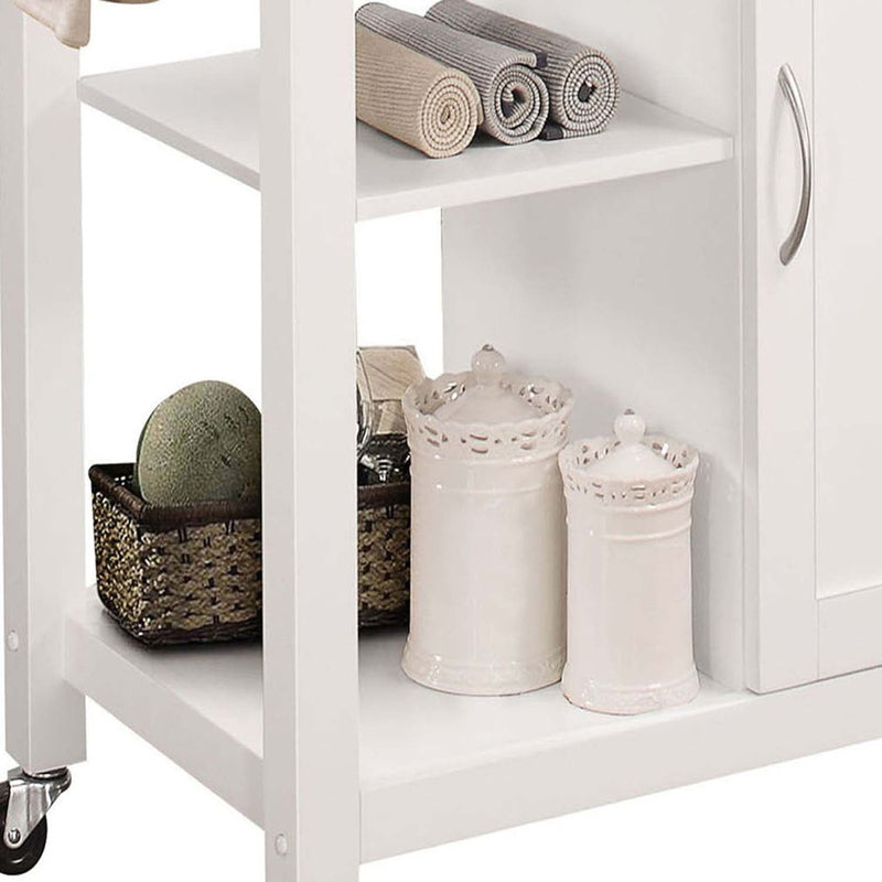 Ottawa Kitchen Cart, Black Wooden Top & White Finish Acme