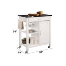 Ottawa Kitchen Cart, Black Wooden Top & White Finish Acme