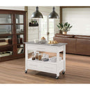 Ottawa Kitchen Cart, Stainless Steel Top & White Finish Acme