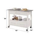 Ottawa Kitchen Cart, Stainless Steel Top & White Finish Acme