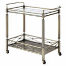 Matiesen Serving Cart, Clear Glass & Antique Gold Finish Acme