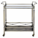 Matiesen Serving Cart, Clear Glass & Antique Gold Finish Acme
